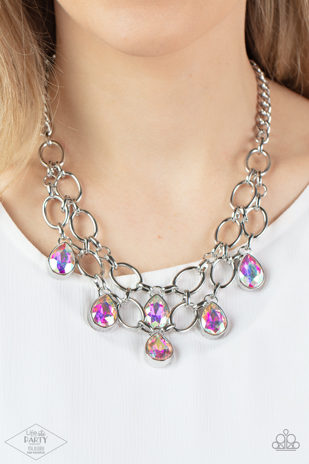 Show-Stopping Shimmer - Multi Paparazzi Life of the Party Pink Diamond Favorite Necklace