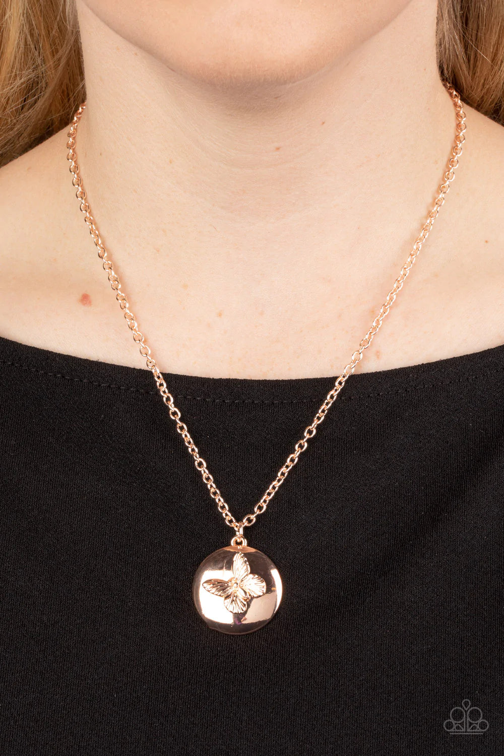 Monarch Meadow Rose Gold Paparazzi Necklace
