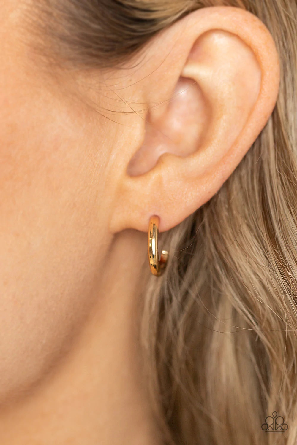 Small-Scale Shimmer Gold Paparazzi Hoop Earrings