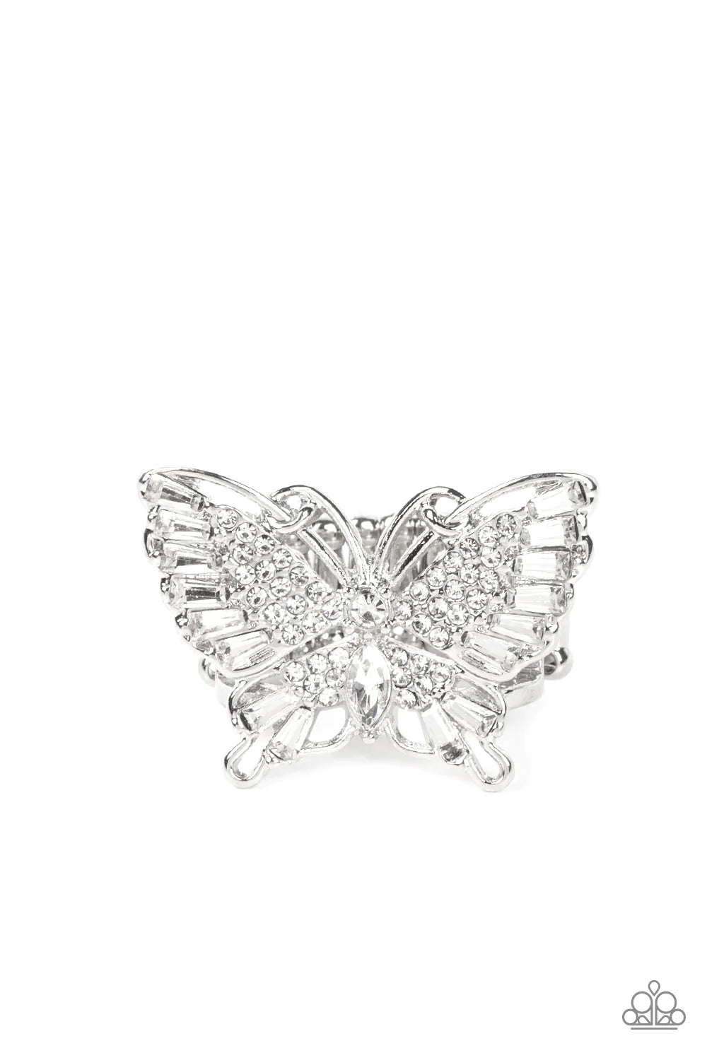 Fearless Flutter White Paparazzi Ring