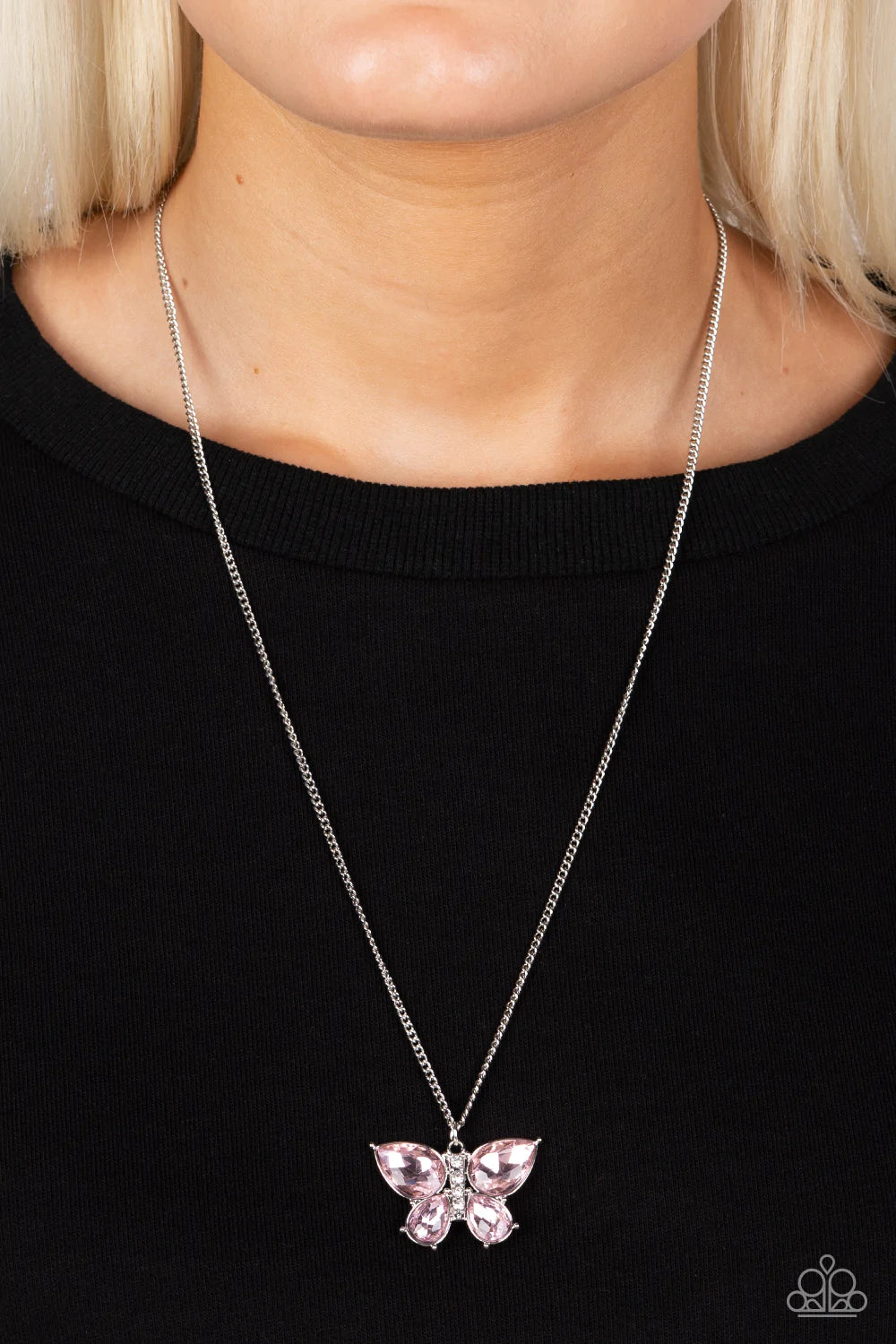 Free-Flying Flutter Pink Paparazzi Necklace