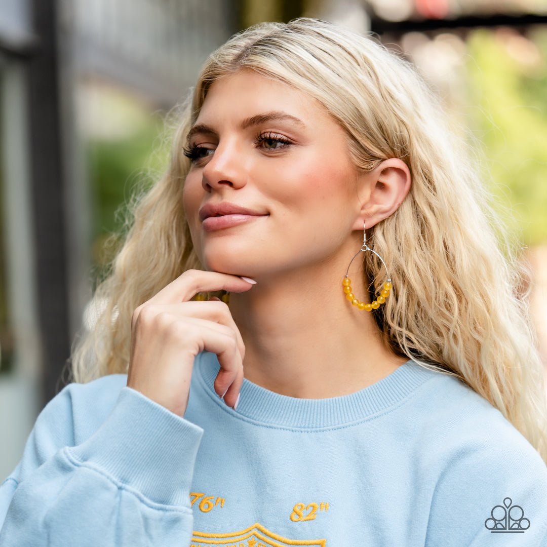 Catch a Breeze - Yellow Paparazzi Earrings