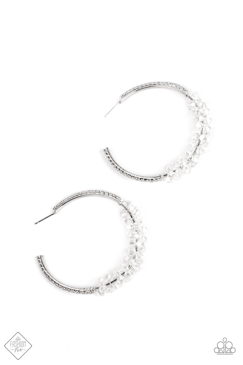 Bubble-Bursting Bling White Paparazzi Fashion Fix Earrings