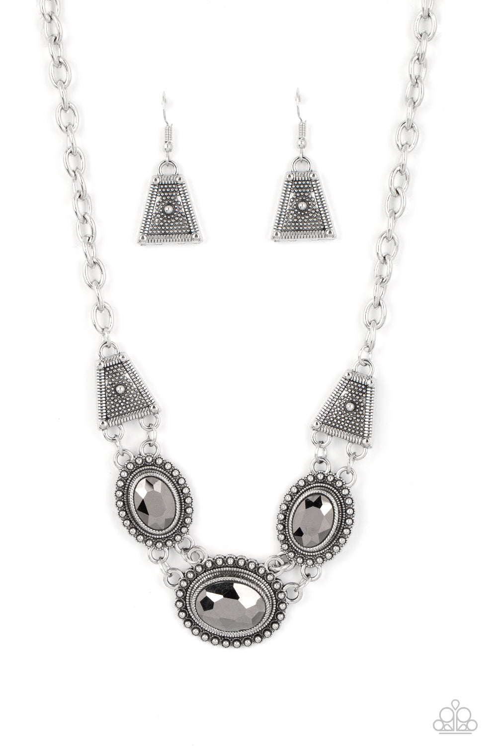 Textured TRAPEZOID - Silver Paparazzi Necklace