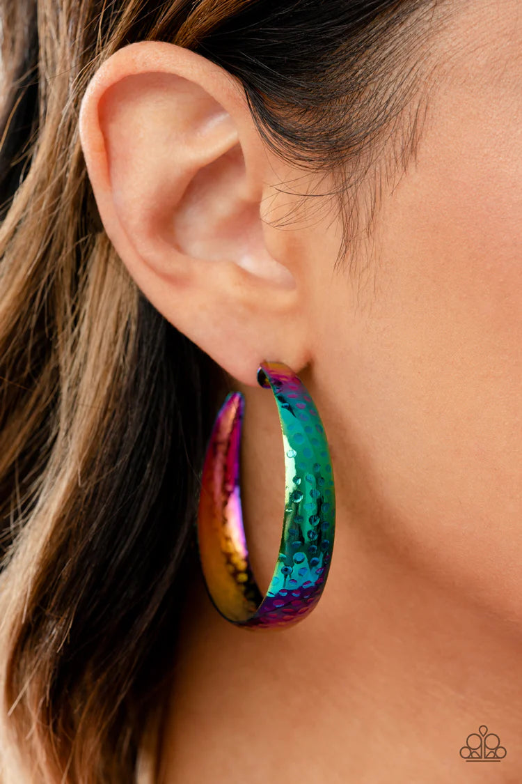 Futuristic Flavor Multi Paparazzi Life of the Party Hoop Earrings