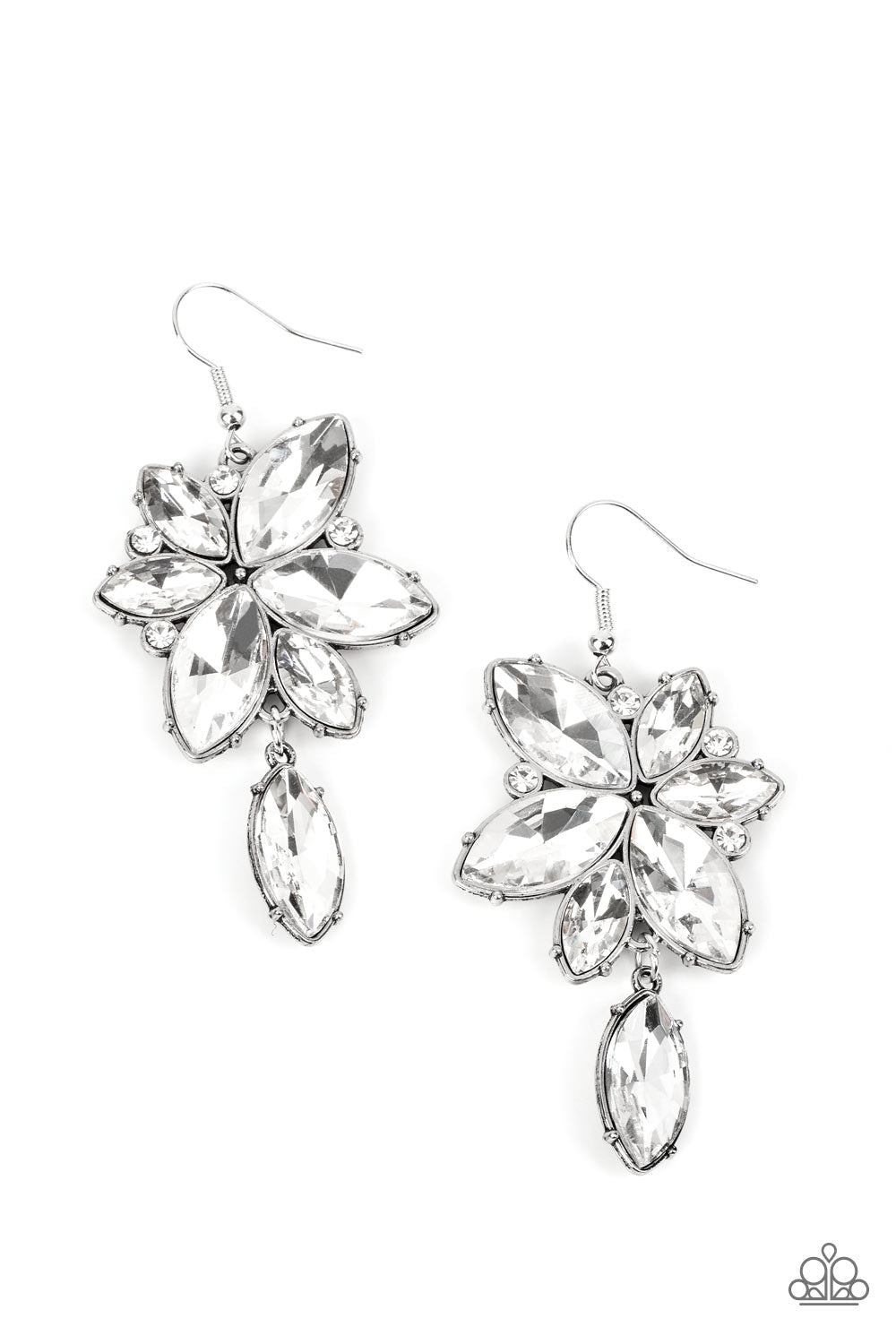 Radiant Retrospection - White Paparazzi Earrings