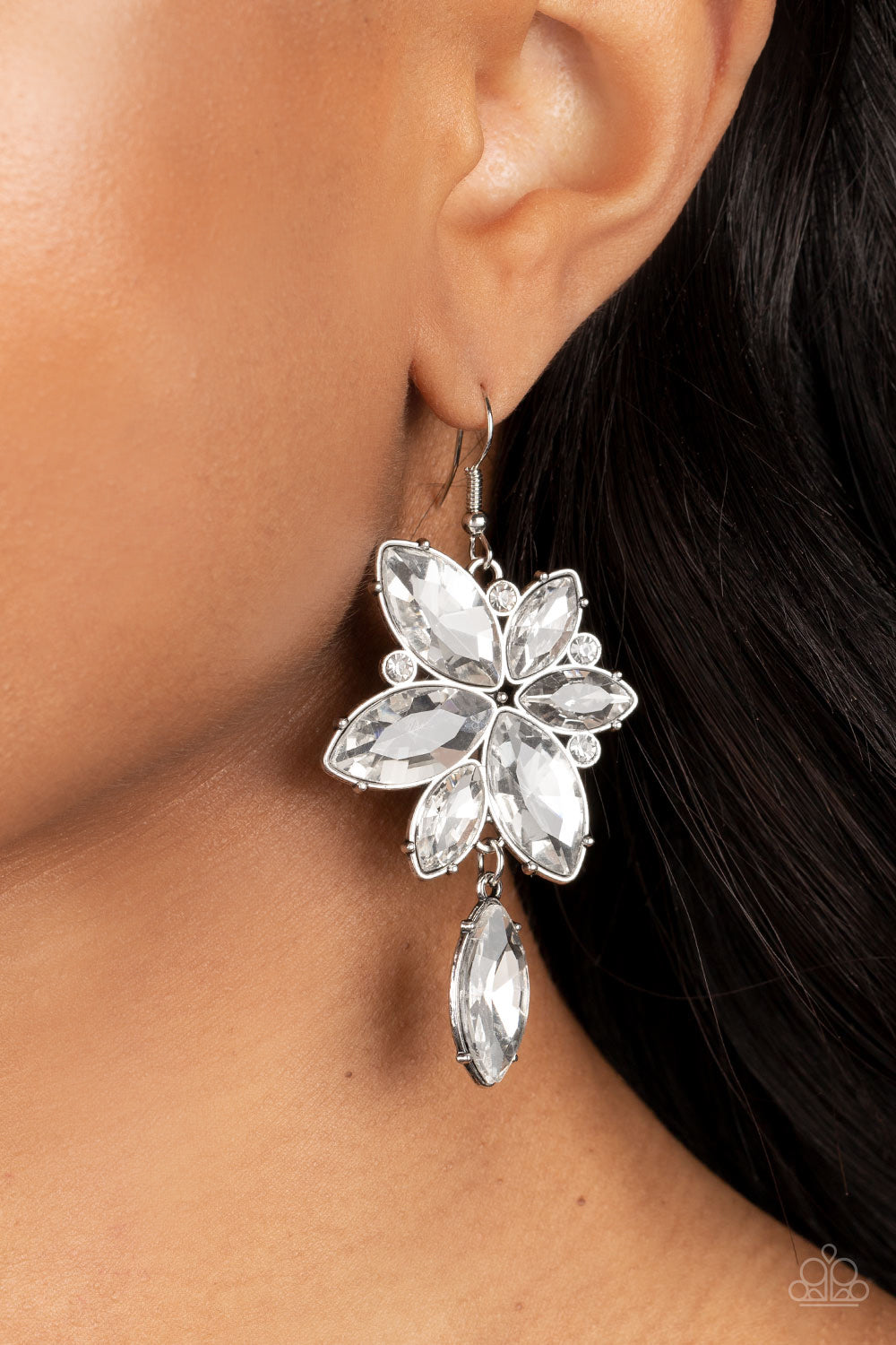 Radiant Retrospection - White Paparazzi Earrings