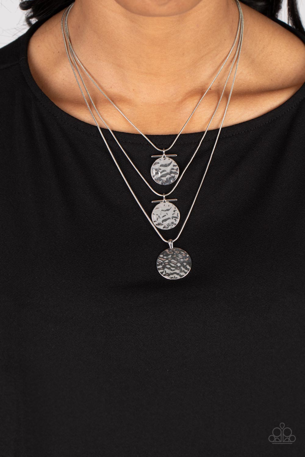Dizzying Discs - Silver Paparazzi Necklace