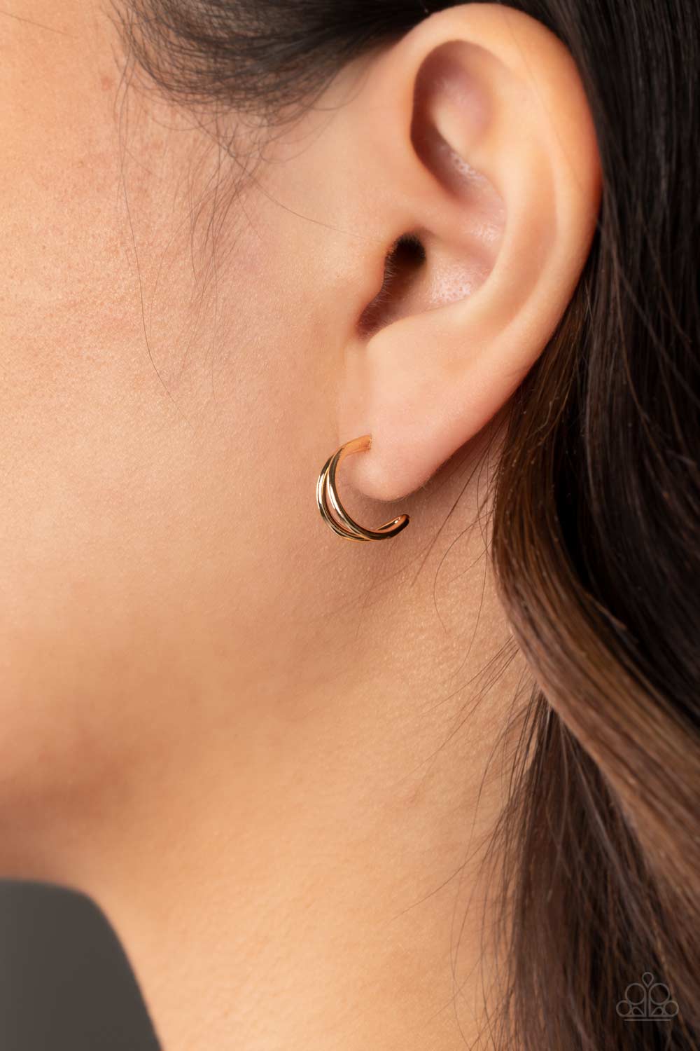 Charming Crescents - Gold Paparazzi Tiny Hoop Earrings