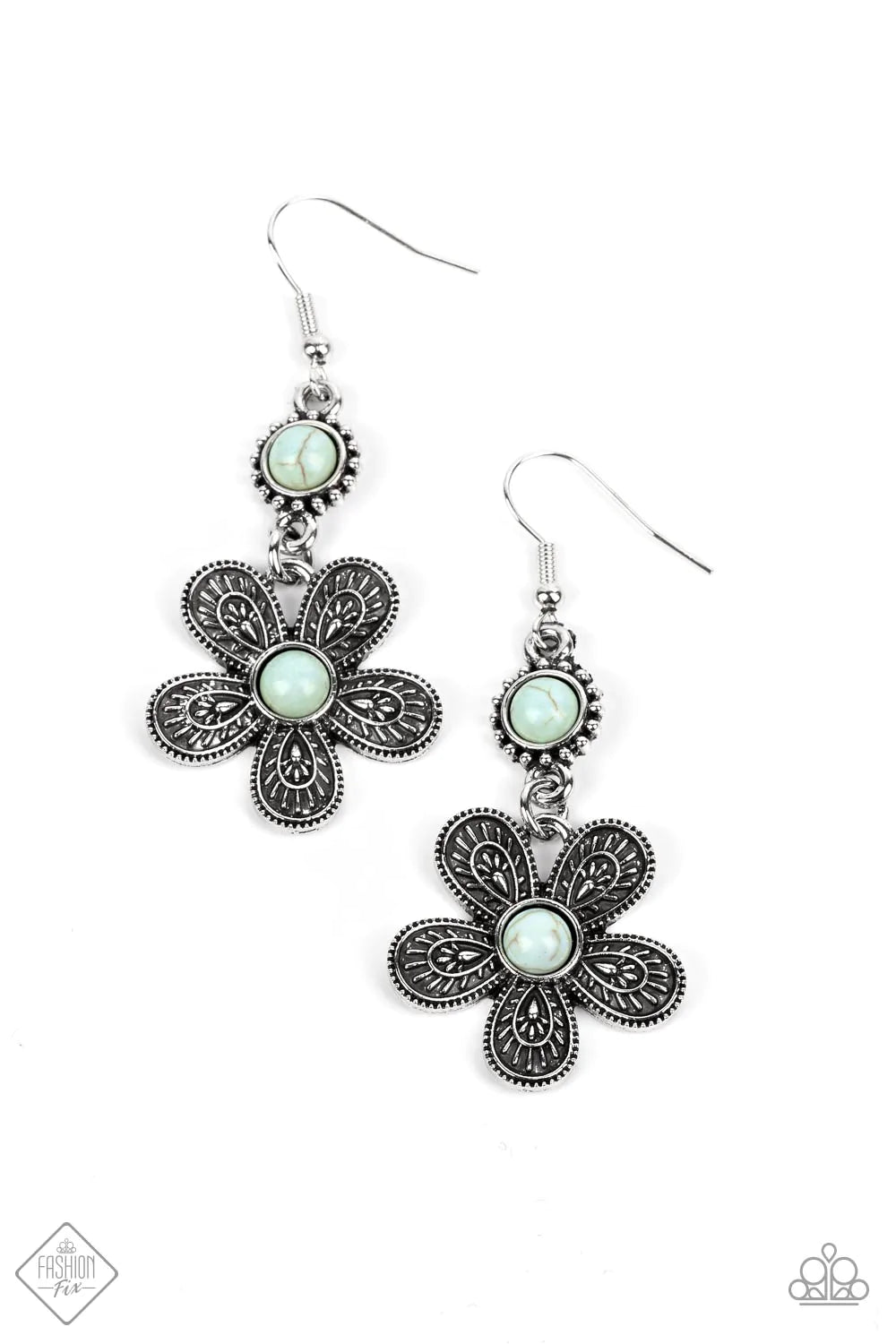 Free Spirited Flourish Blue Paparazzi Fashion Fix Earrings