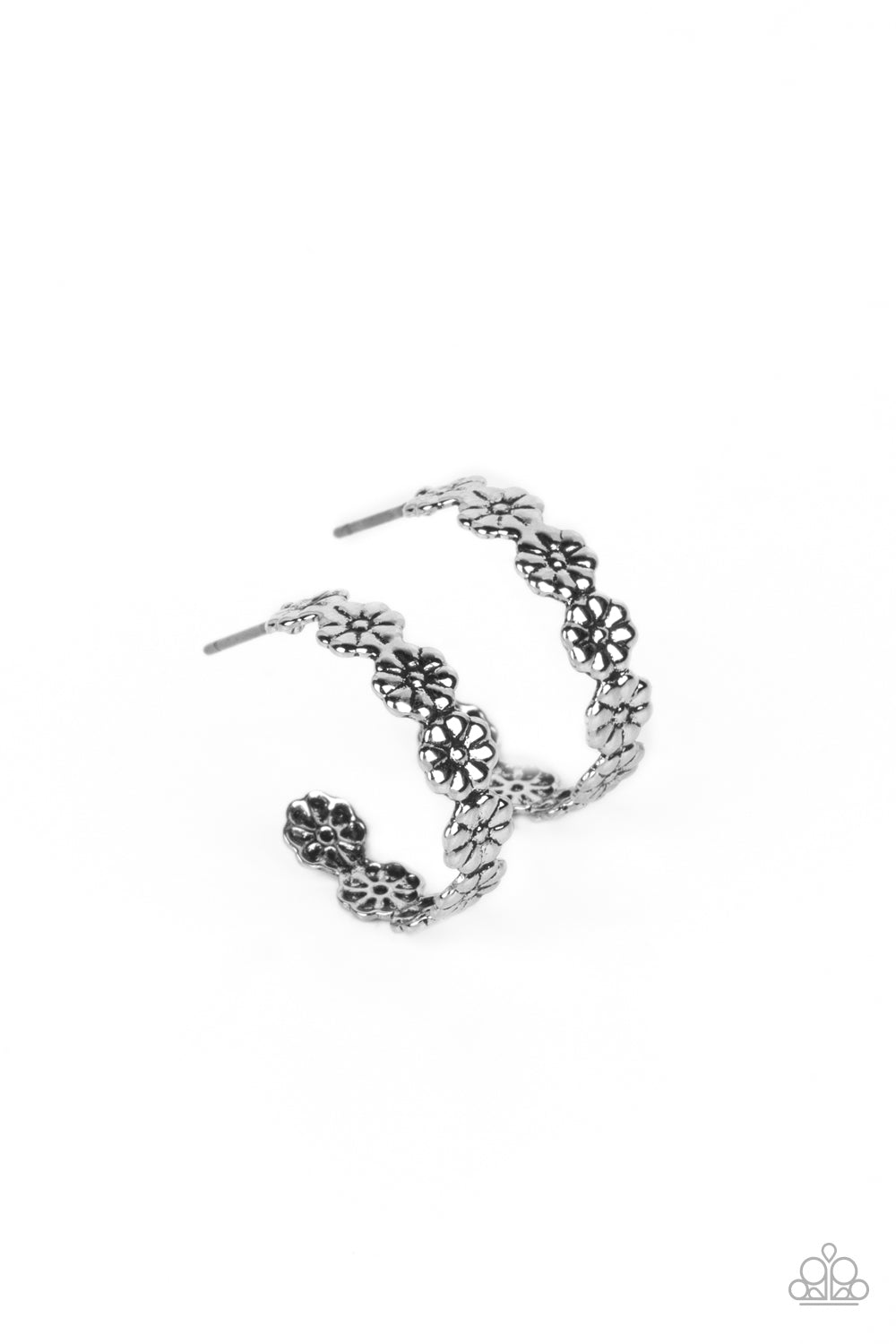 Floral Fad - Silver Paparazzi Tiny Hoop Earrings