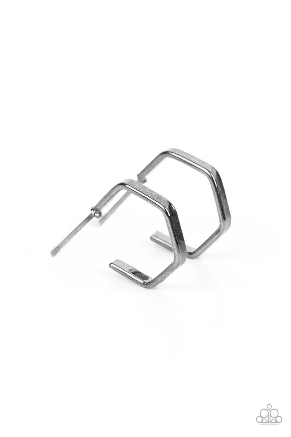 Haute Hexagons - Black Paparazzi Tiny Hoop Earrings