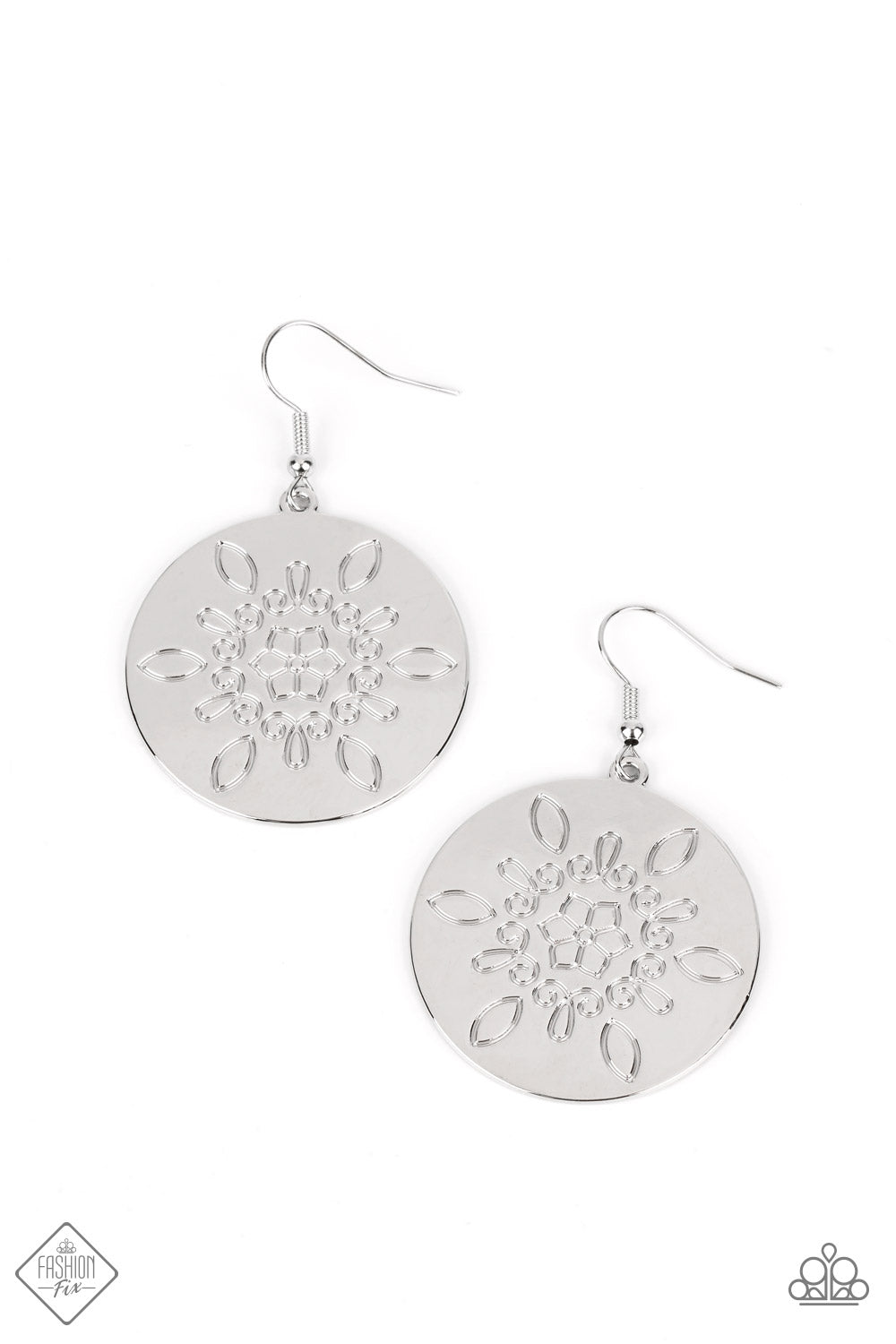 Tidal Taste Silver Paparazzi Fashion Fix Earrings