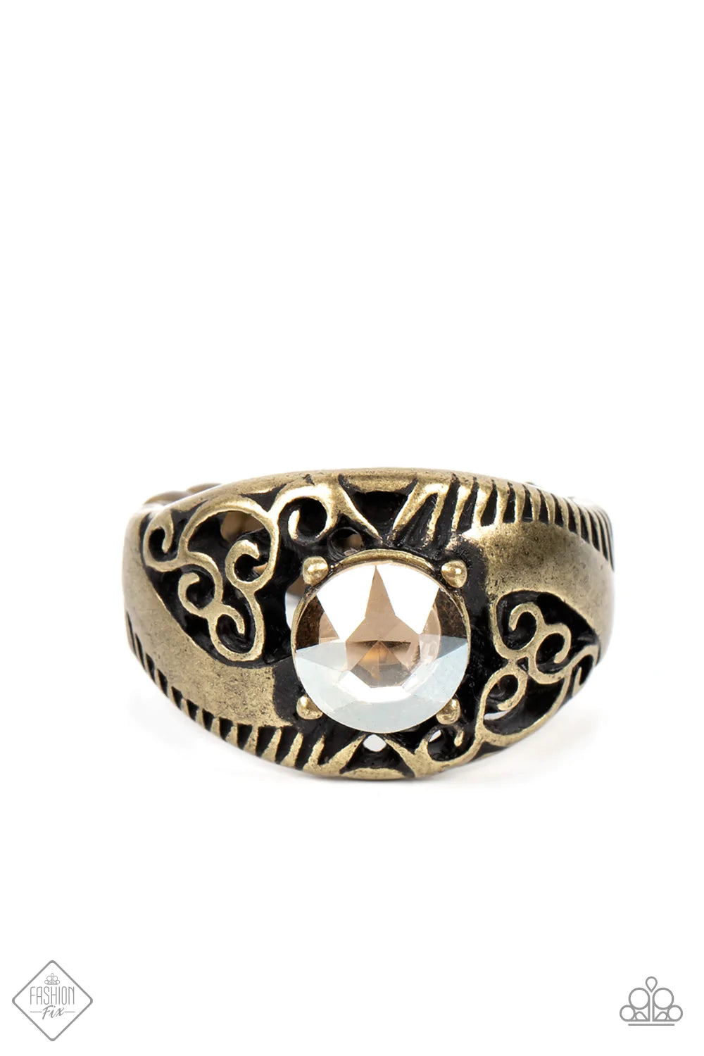 Shimmer in Time Brass Paparazzi Fashion Fix Ring