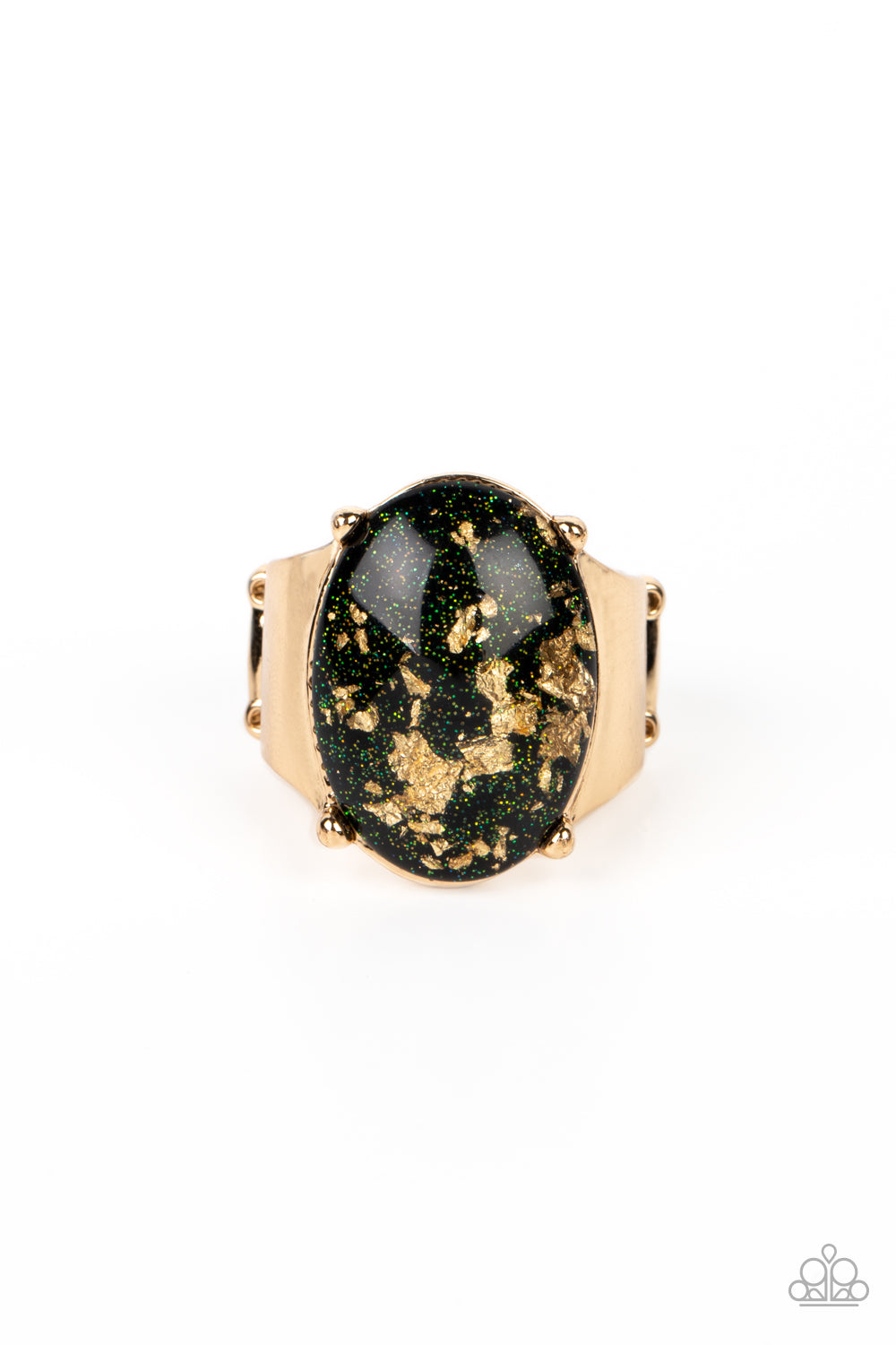 Gold Leaf Glam - Black Paparazzi Ring