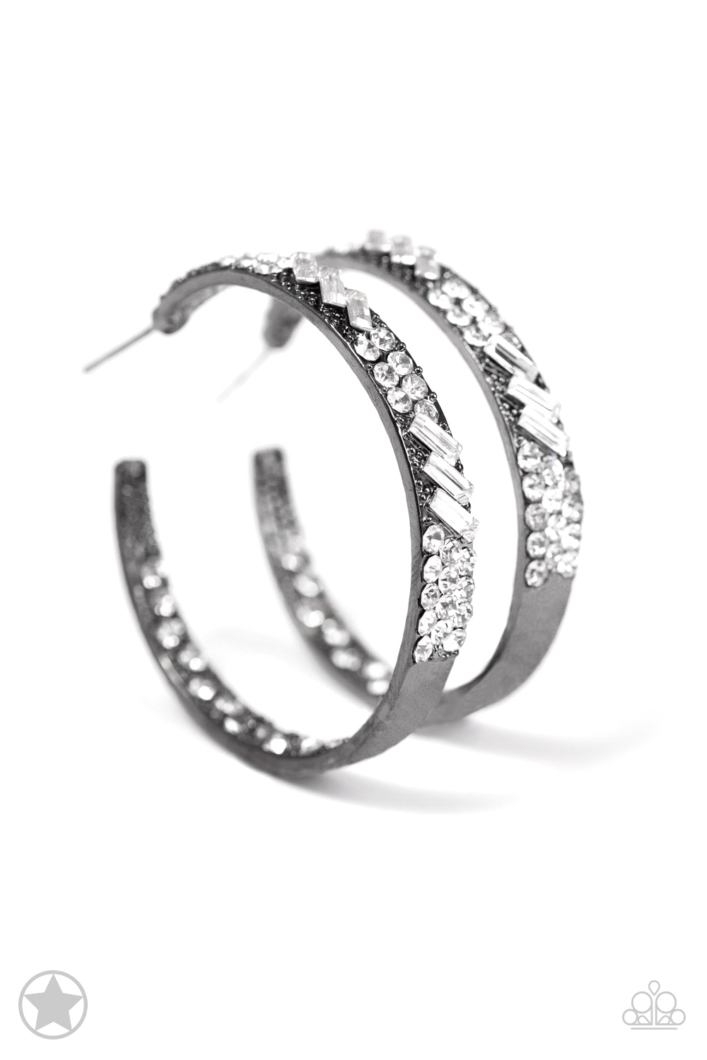 GLITZY By Association - Gunmetal Blockbuster Paparazzi Hoop Earrings