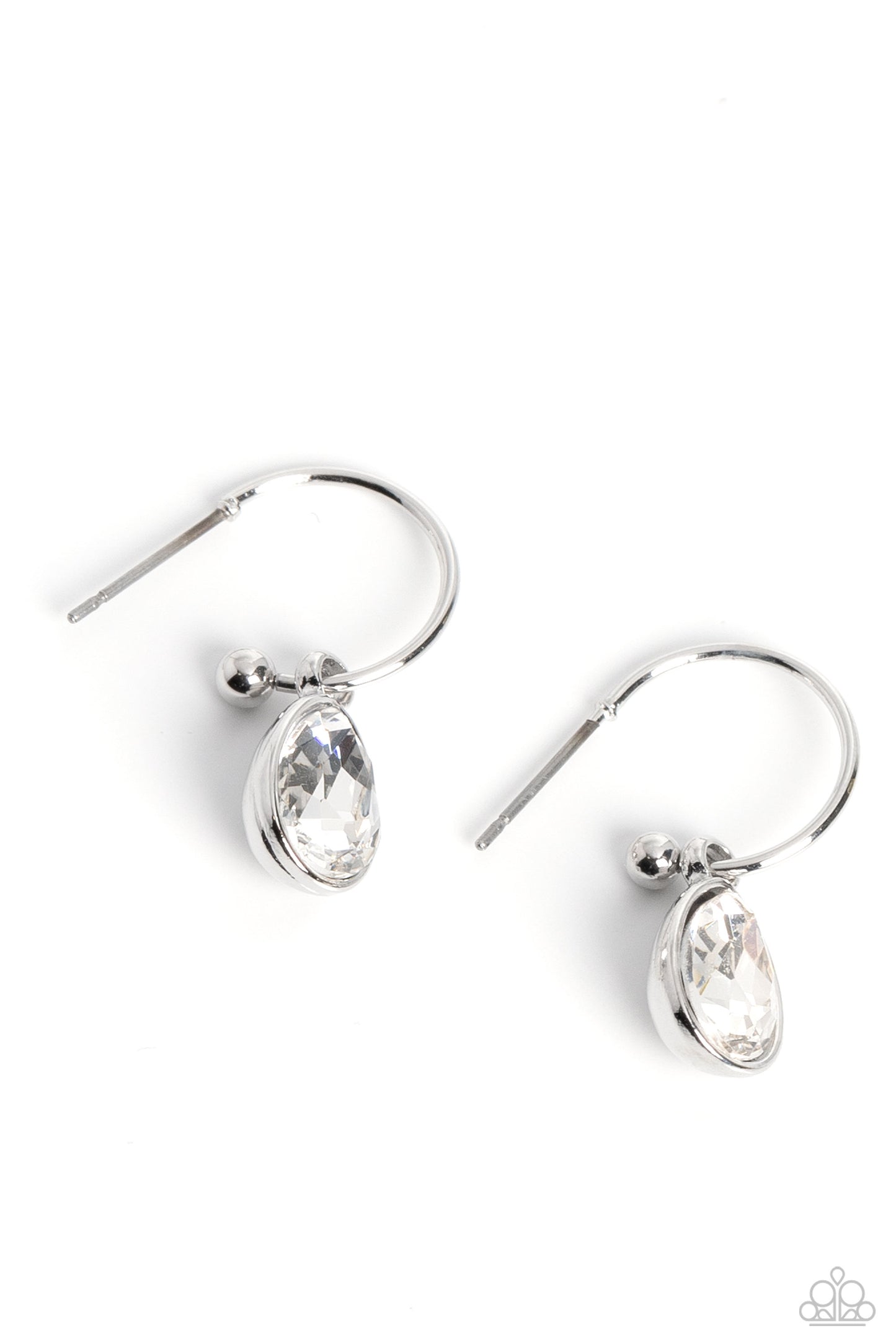 Teardrop Tassel - White Paparazzi Dainty Earrings