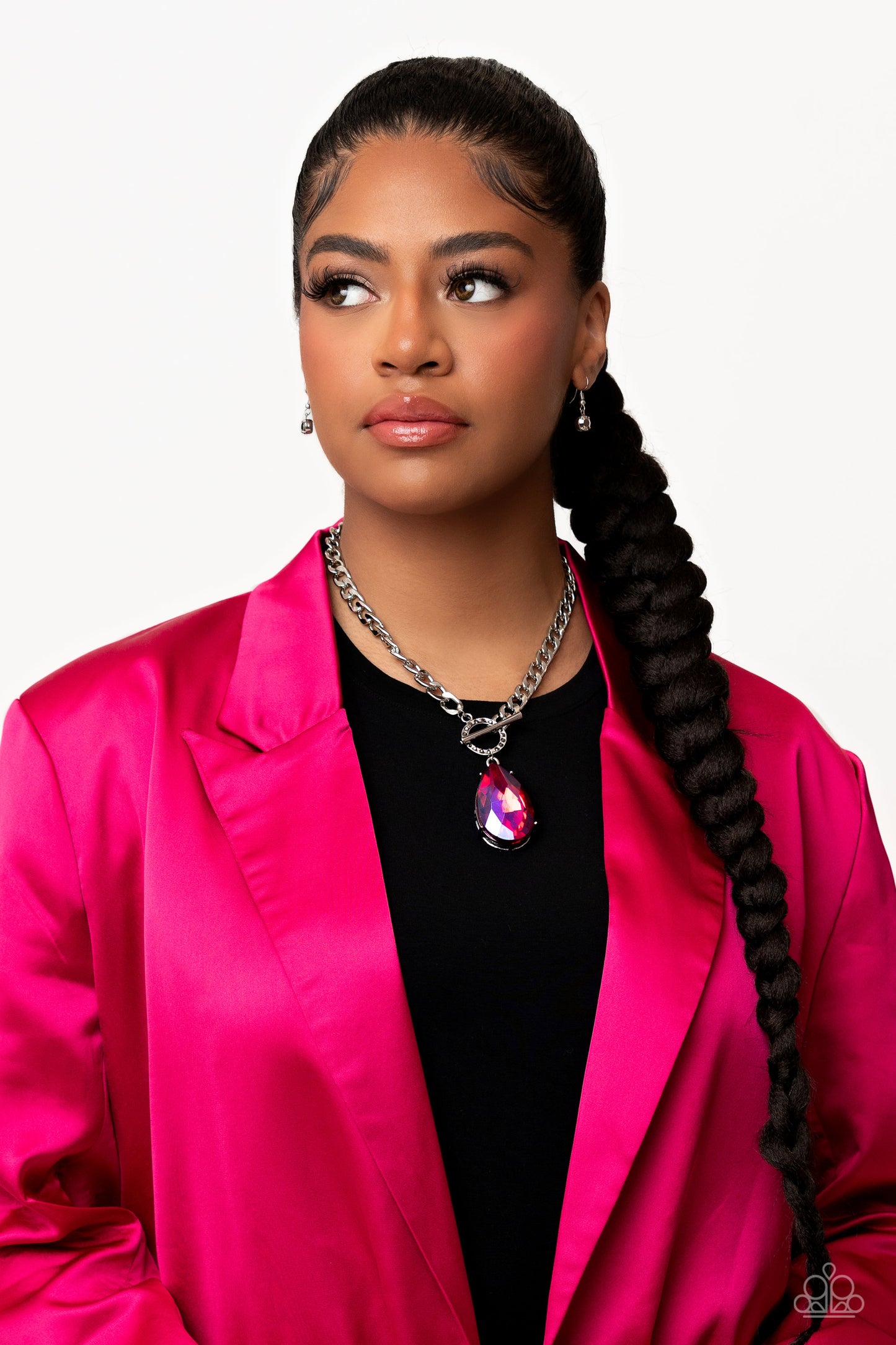 Edgy Exaggeration - Pink Paparazzi Life of the Party Necklace