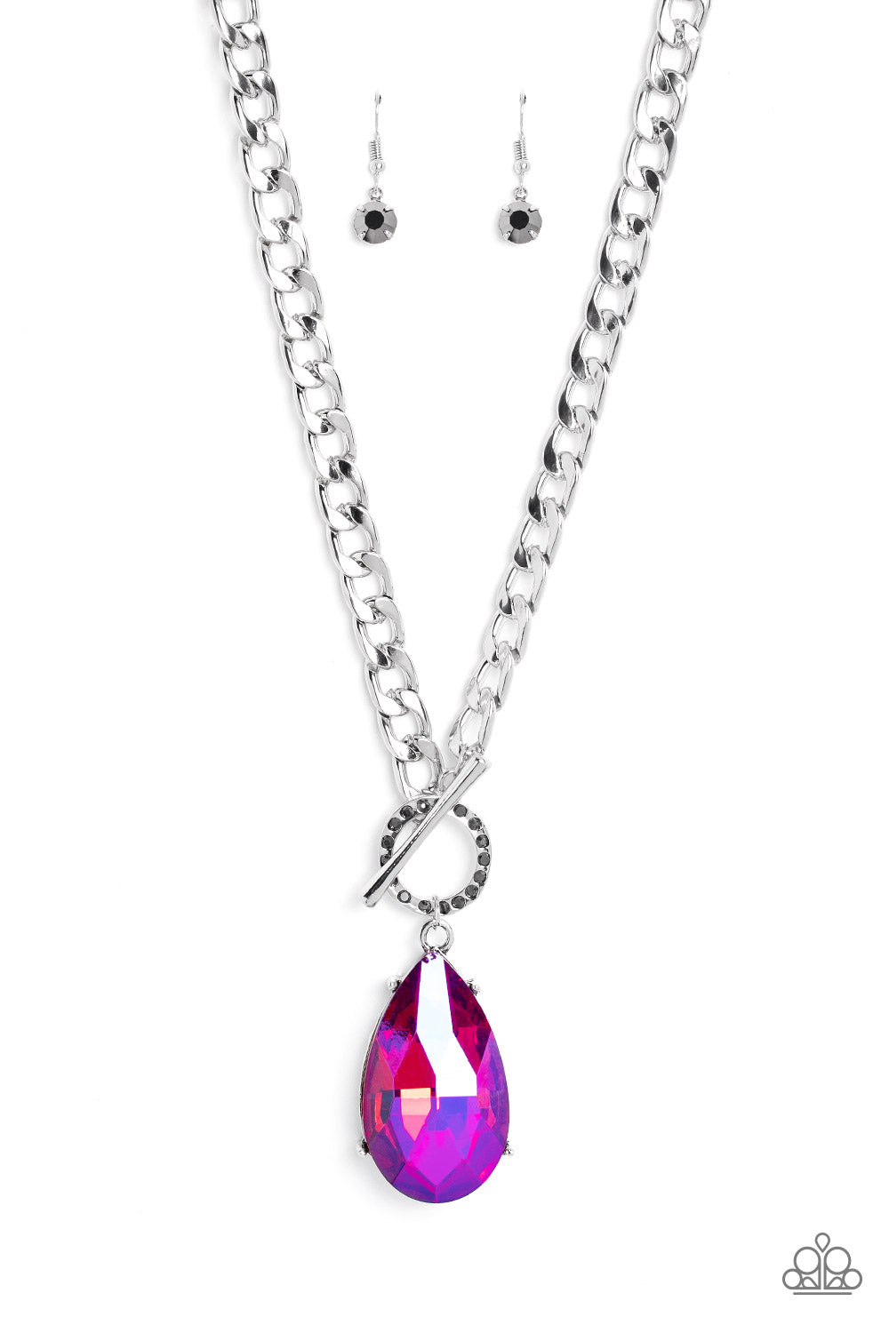 Edgy Exaggeration - Pink Paparazzi Life of the Party Necklace