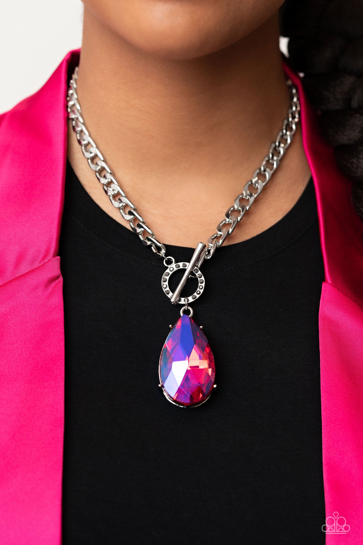 Edgy Exaggeration - Pink Paparazzi Life of the Party Necklace