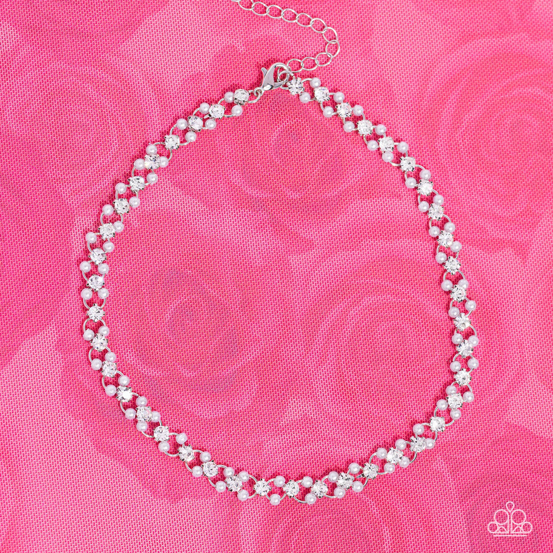Classy Couture - White Paparazzi Choker Necklace