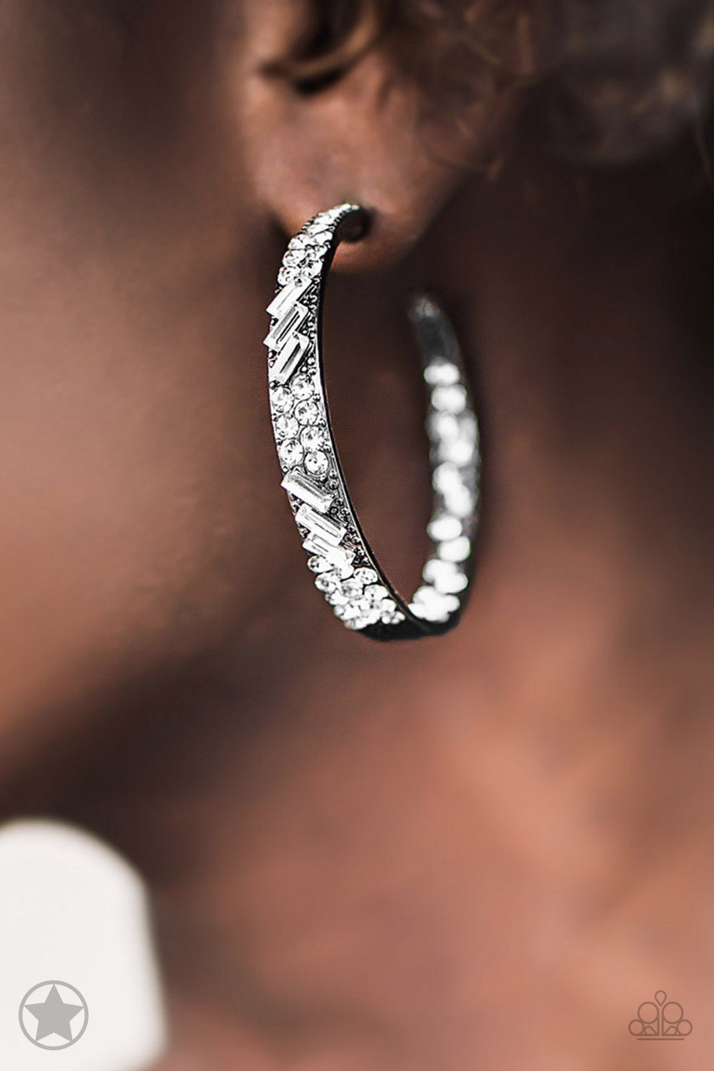 GLITZY By Association - Gunmetal Blockbuster Paparazzi Hoop Earrings