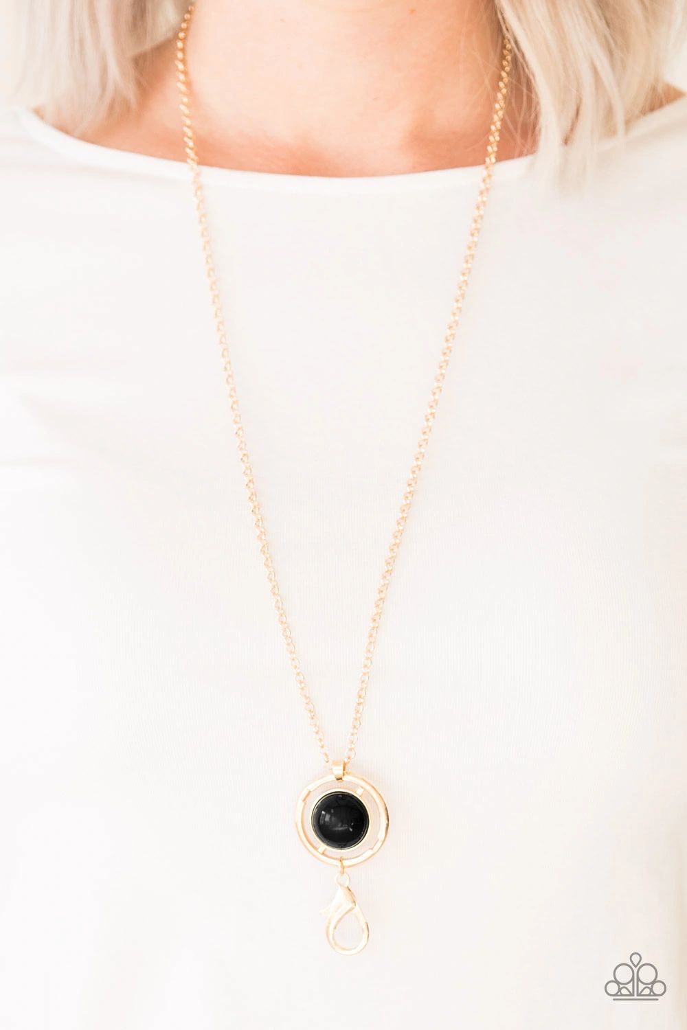 Always Front and Center Black Paparazzi Lanyard Necklace