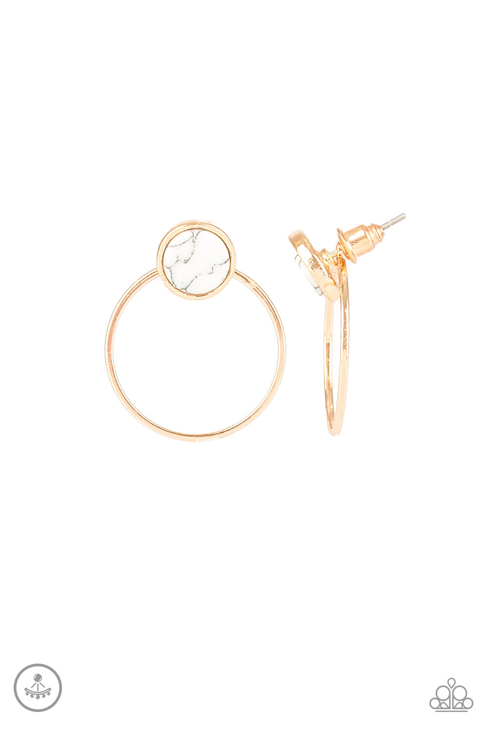 Paparazzi Simply Stone Dweller - Dainty Double-Sided Gold Earrings