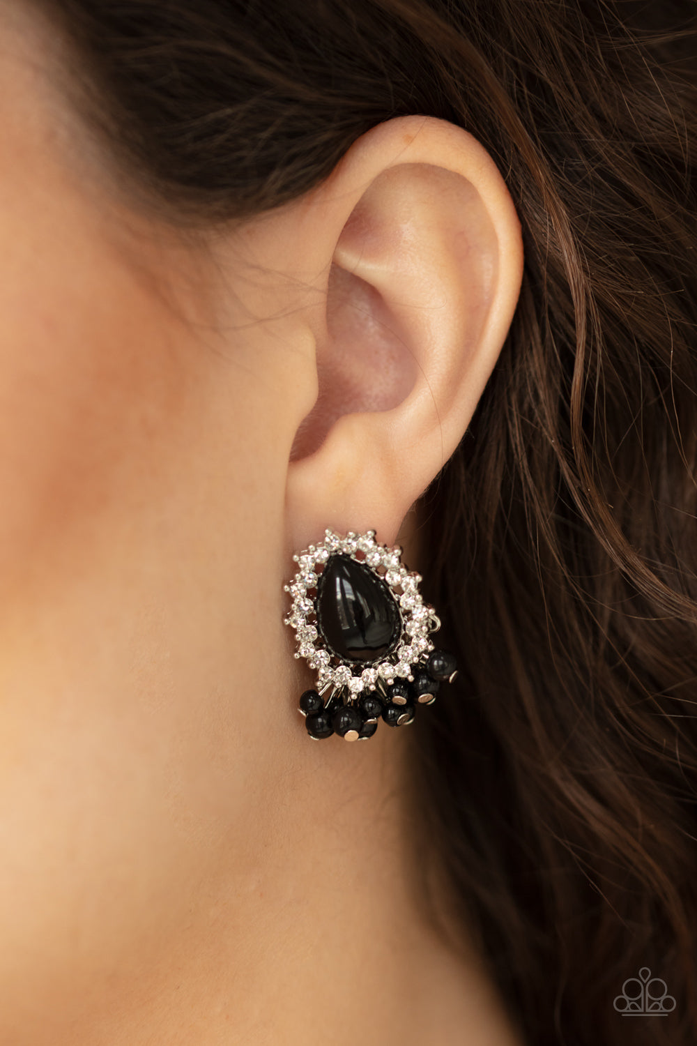 Paparazzi Castle Cameo Black Earrings