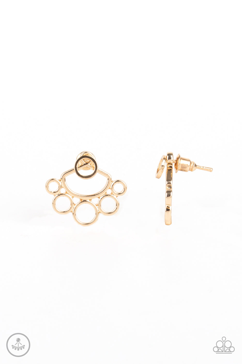 Paparazzi Completely Surrounded Gold Double-Sided Earrings