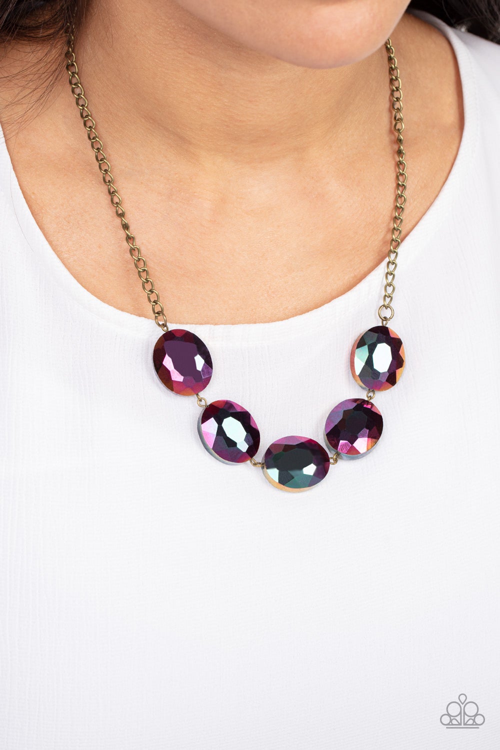 Cosmic Closeup Brass Paparazzi Necklace