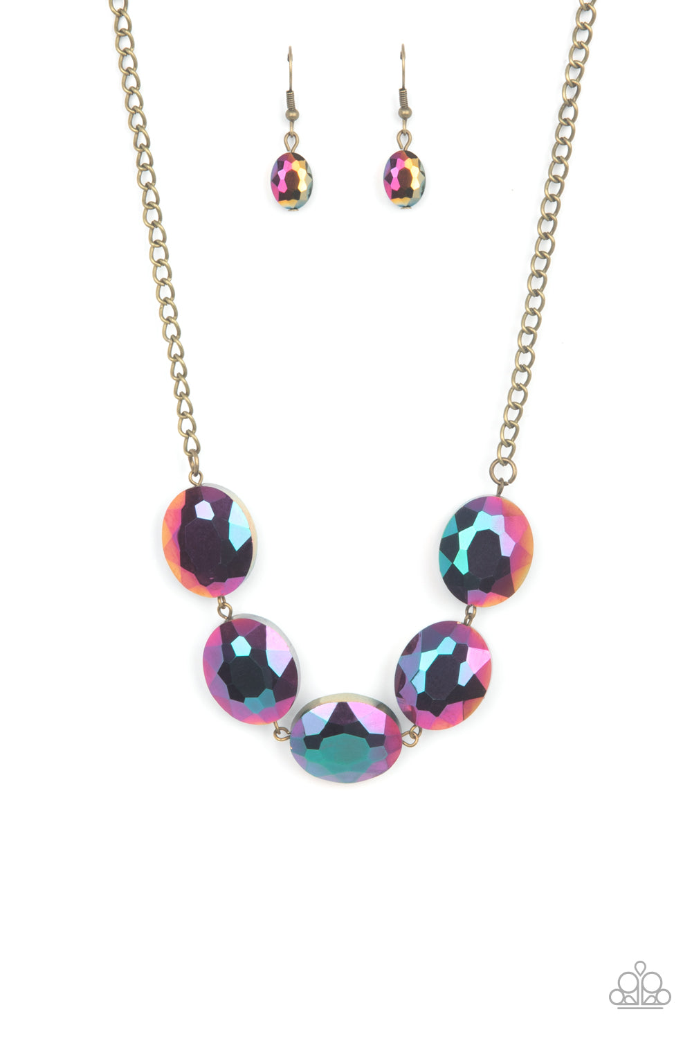 Cosmic Closeup Brass Paparazzi Necklace