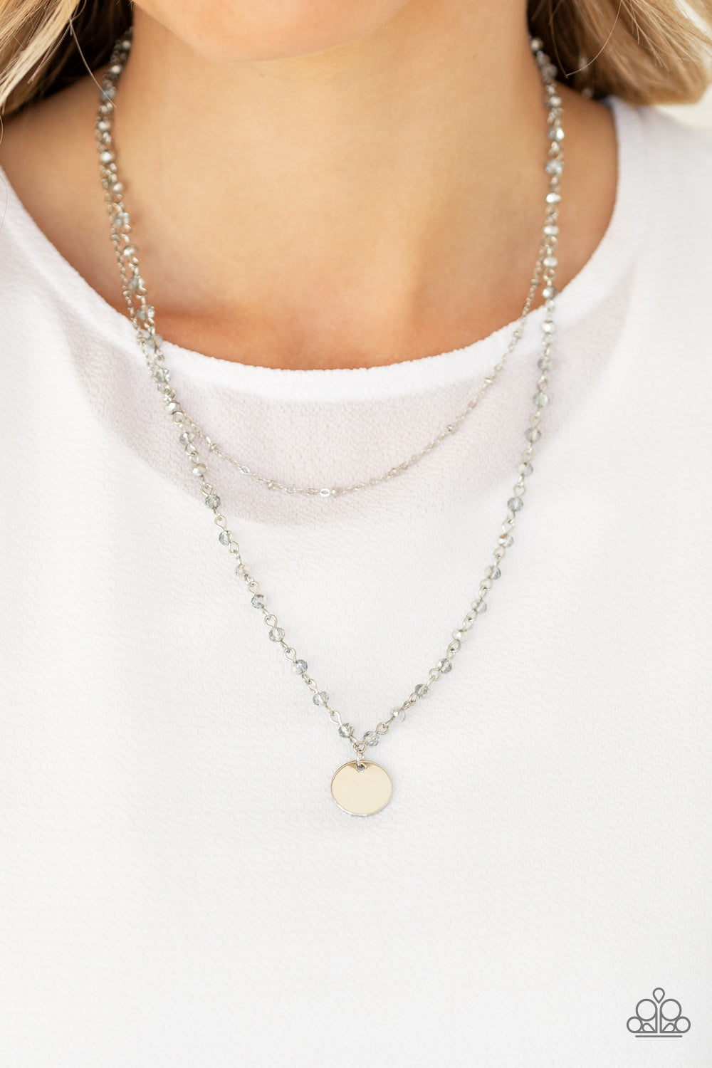 Paparazzi Dainty Demure Silver Layered Short Necklace