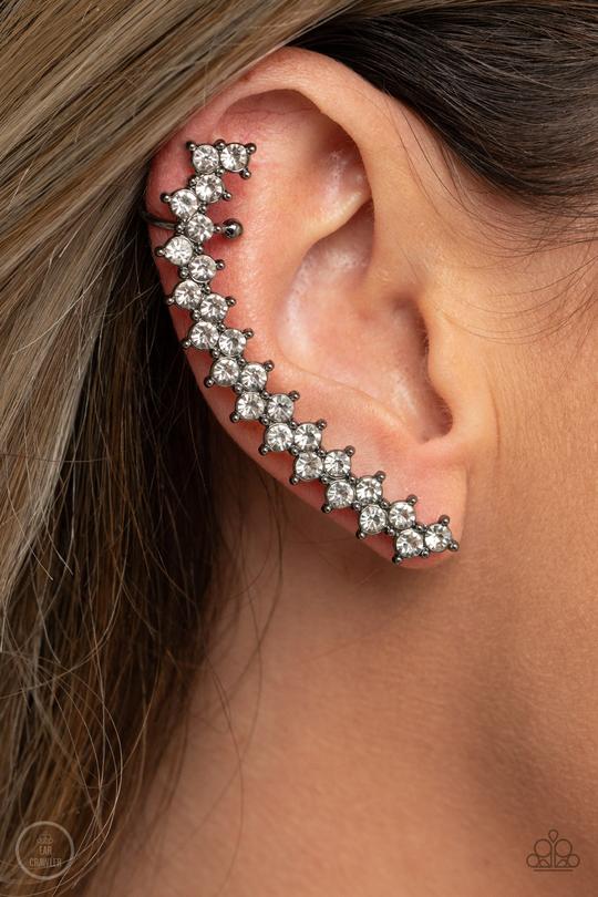 Let There Be LIGHTNING Black Paparazzi Post-Crawler Earrings