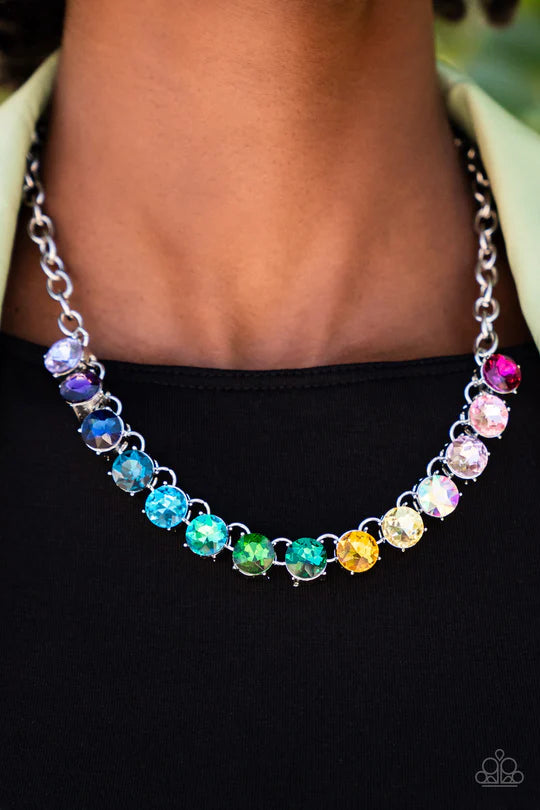 Rainbow Resplendence Multi Paparazzi Life of the Party Necklace