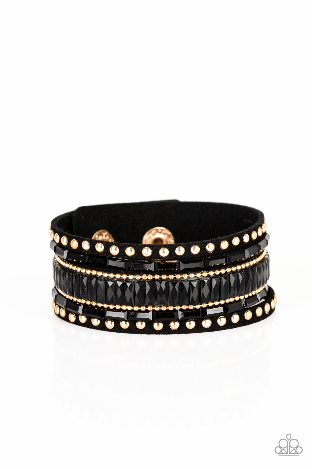Paparazzi Rock Star Rocker Gold Suede Bracelet