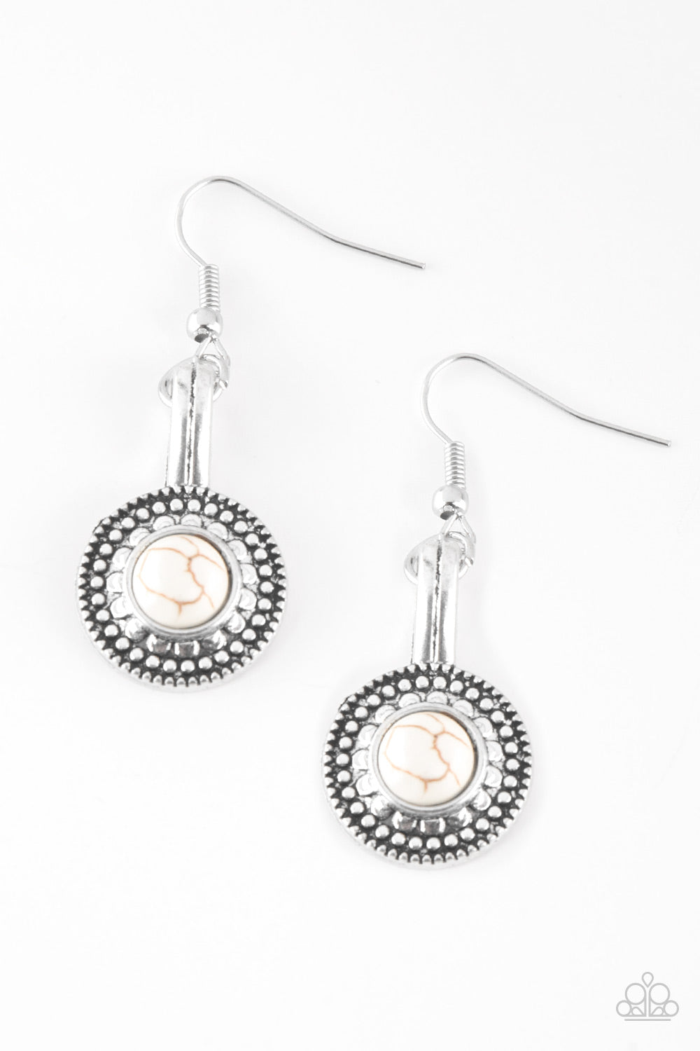 Simply Stagecoach - White Paparazzi Earrings