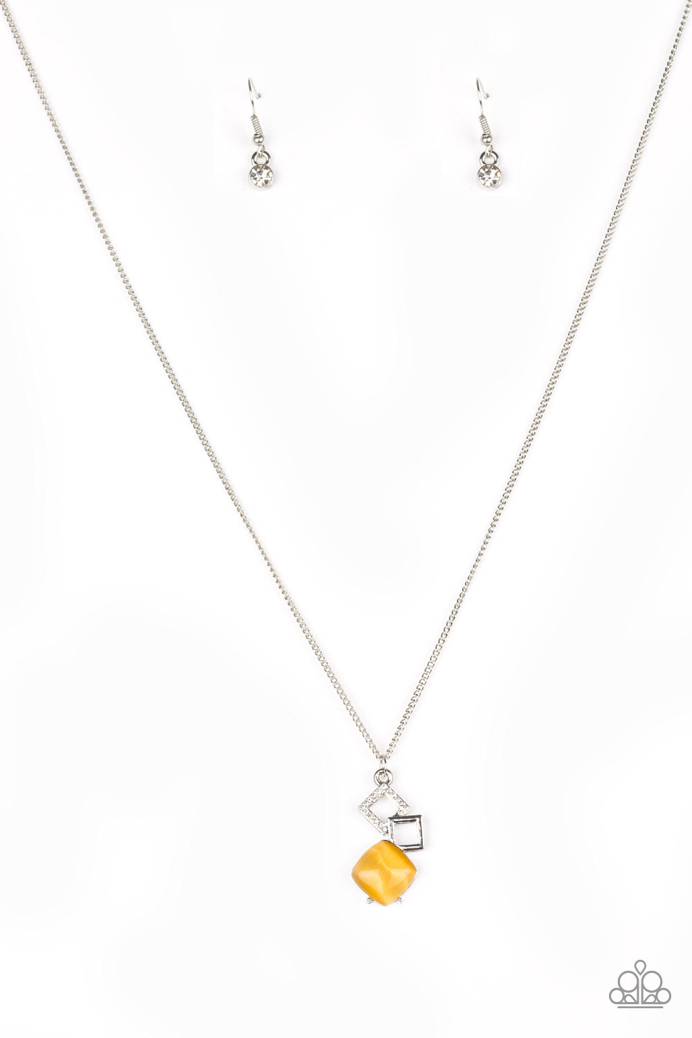 Stylishly Square Yellow Paparazzi Necklace