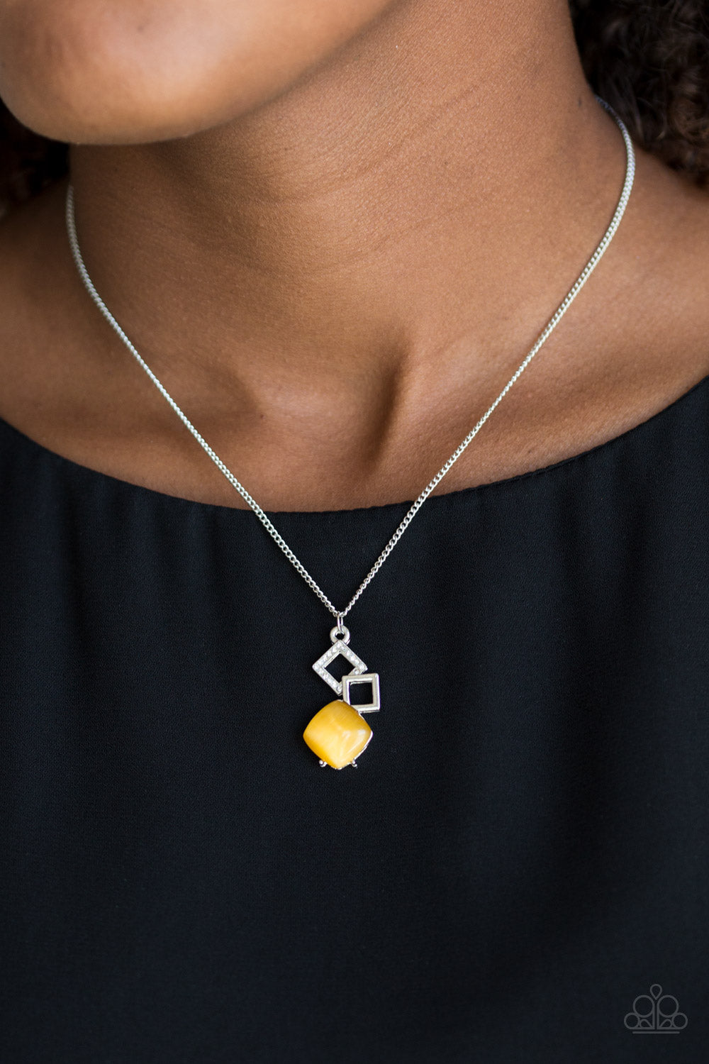 Paparazzi Stylishly Square Yellow Necklace