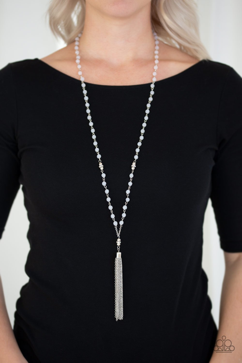 Tassel Takeover White Paparazzi Necklace