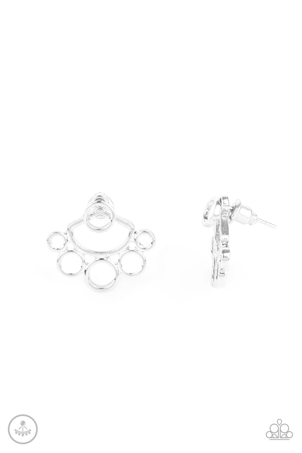Paparazzi Completely Surrounded Silver Double-Sided Earrings
