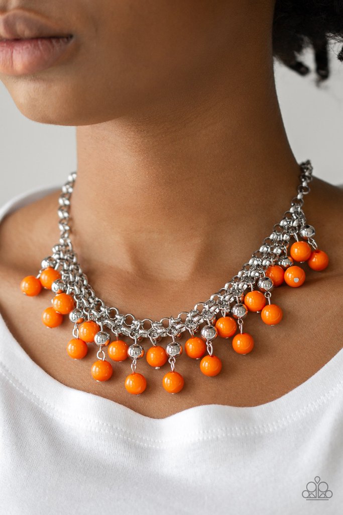 Friday Night Fringe Orange Paparazzi Necklace