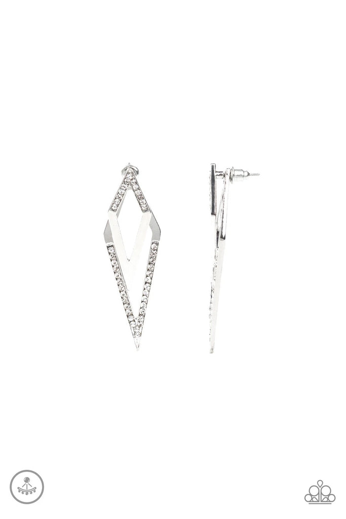 Point-Bank White Paparazzi Earrings