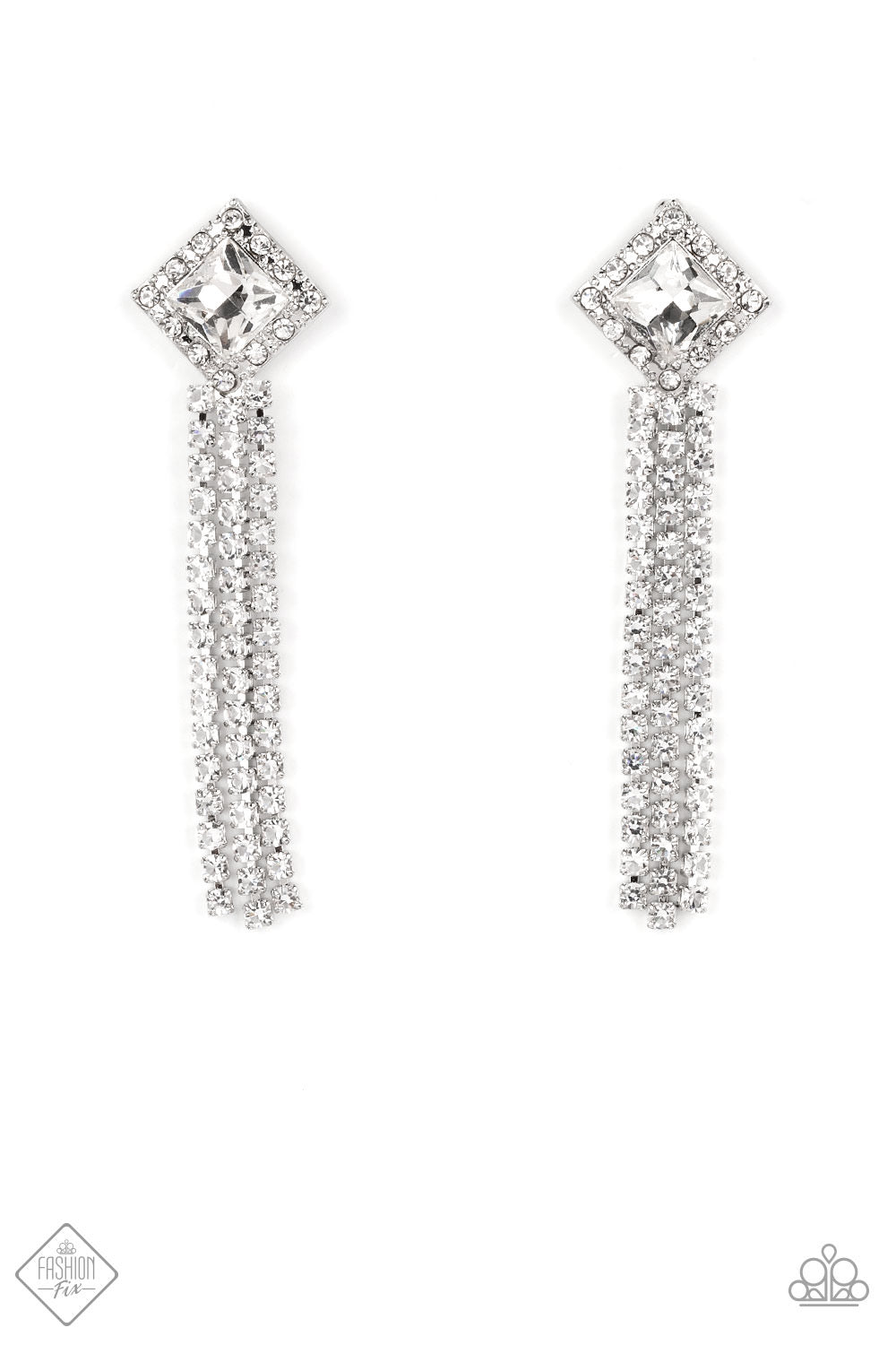 Seasonal Sparkle - White Paparazzi Fashion Fix Earrings