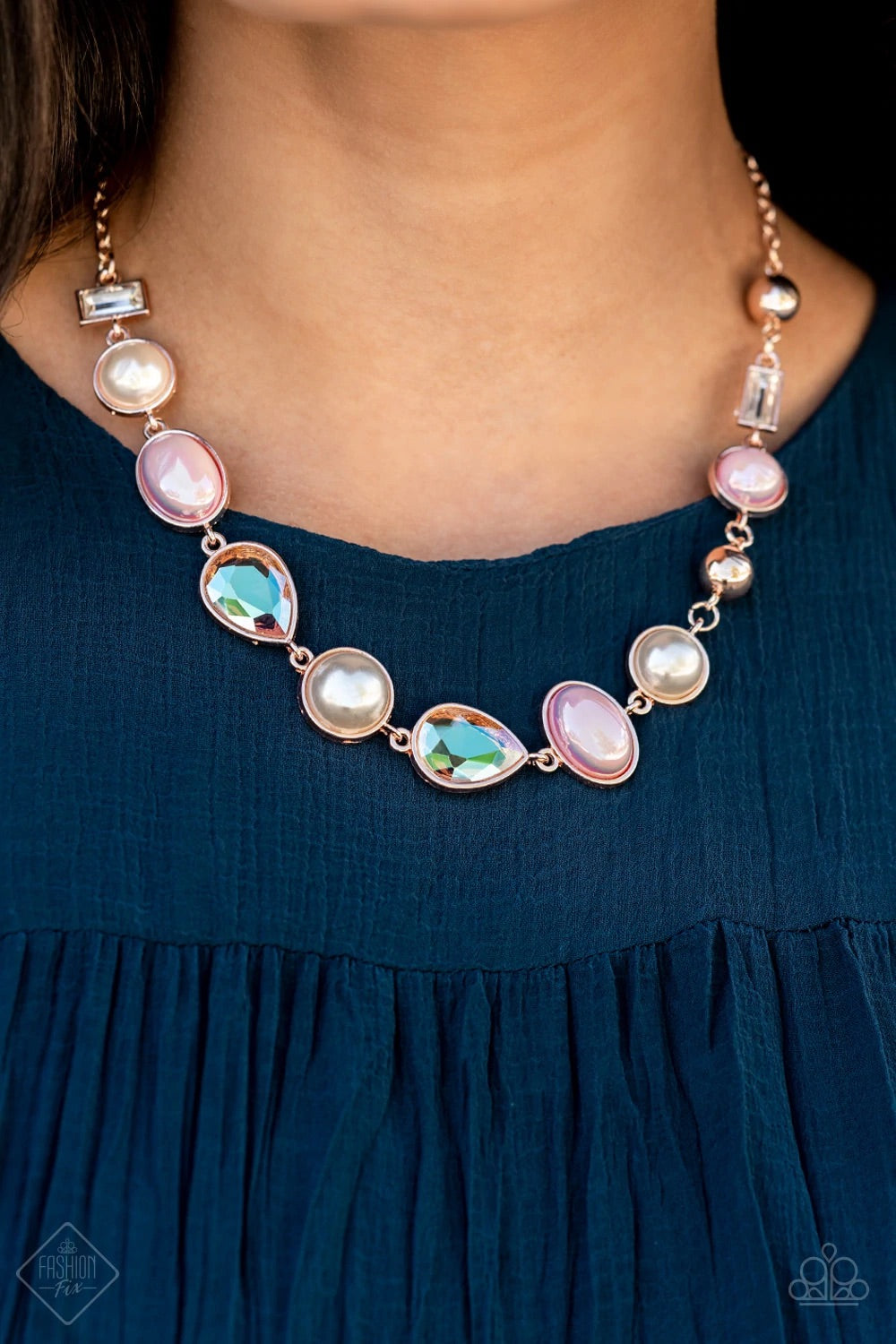 Nautical Nirvana Rose Gold Paparazzi Exclusive Fashion Fix Necklace
