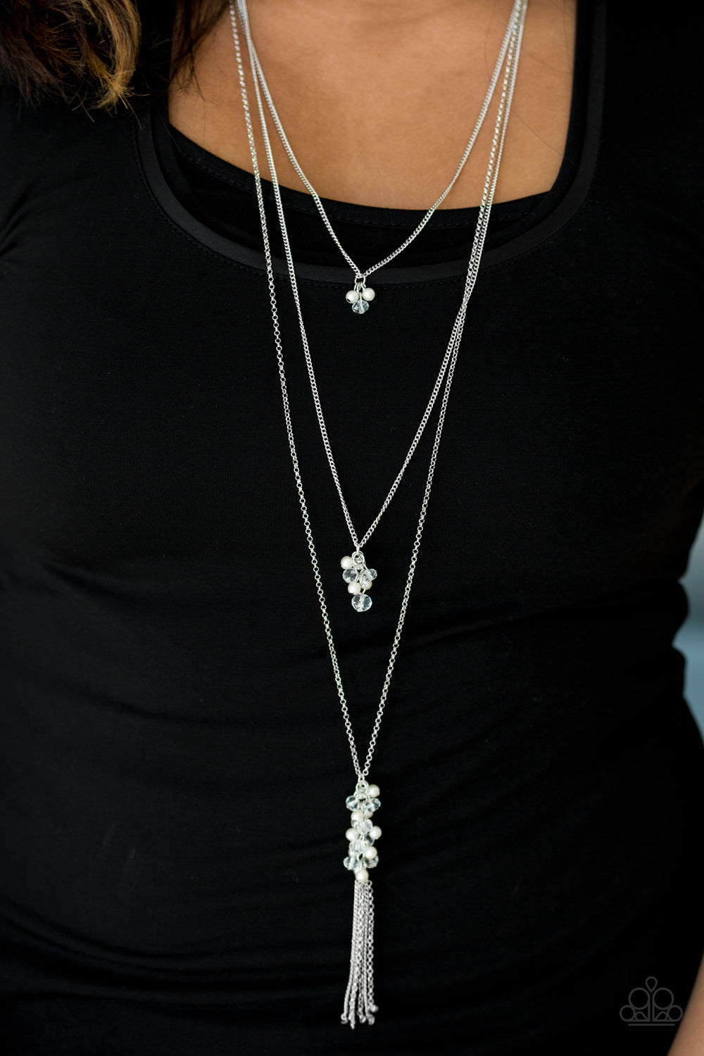 Crystal Cruiser - White Paparazzi Necklace