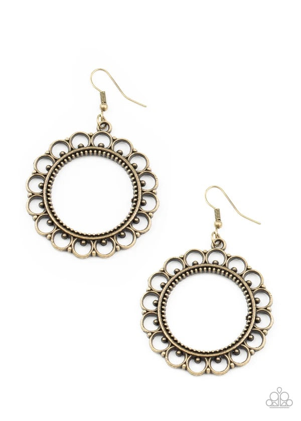 Sun Lounge - Brass Paparazzi Earrings