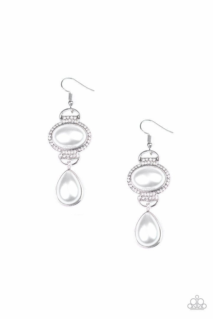 Icy Icy Shimmer White Paparazzi Earrings