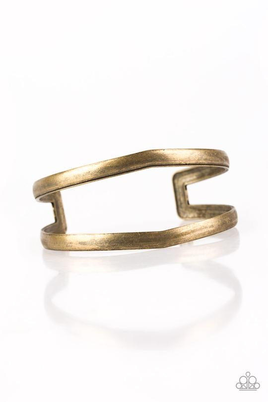 Palm Trees and Pyramids Brass Cuff Bracelet