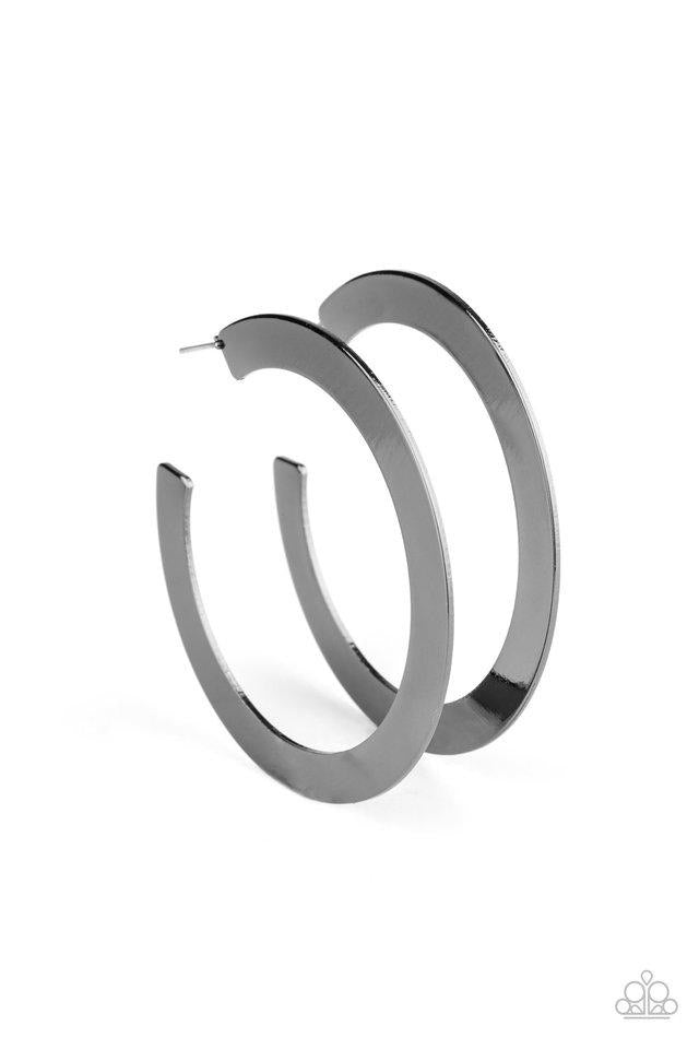 The Inside Track - Black Paparazzi Hoop Earrings